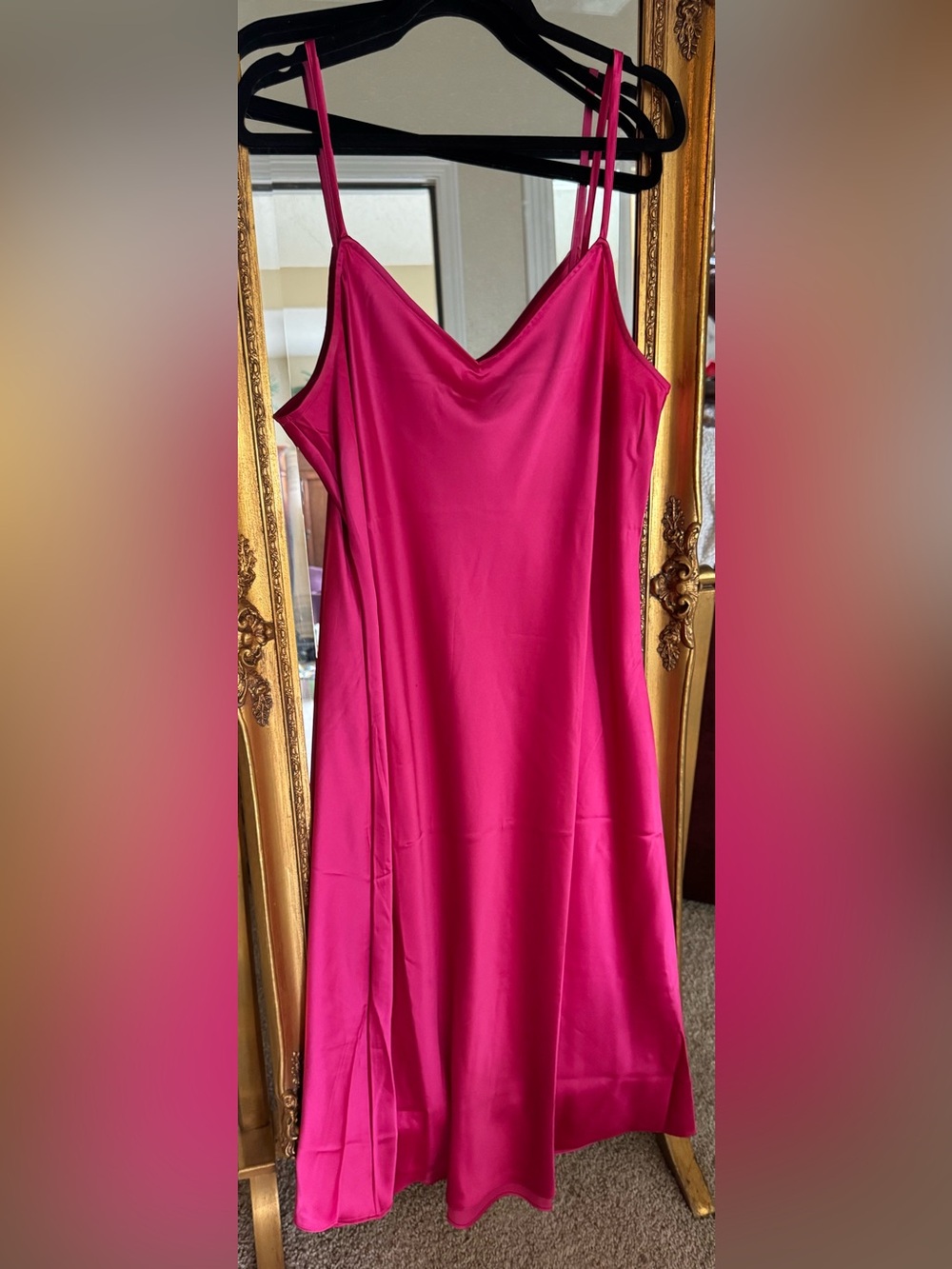 On 34th Women's Satin Slip Dress - Hot Pink